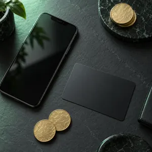 Masada telefon, banka kartı ve madeni paralar
